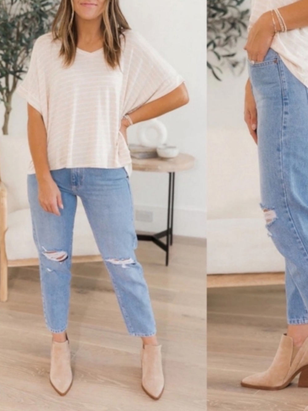 Pink Lily x Daryl Ann Denner Cropped Distressed Jeans